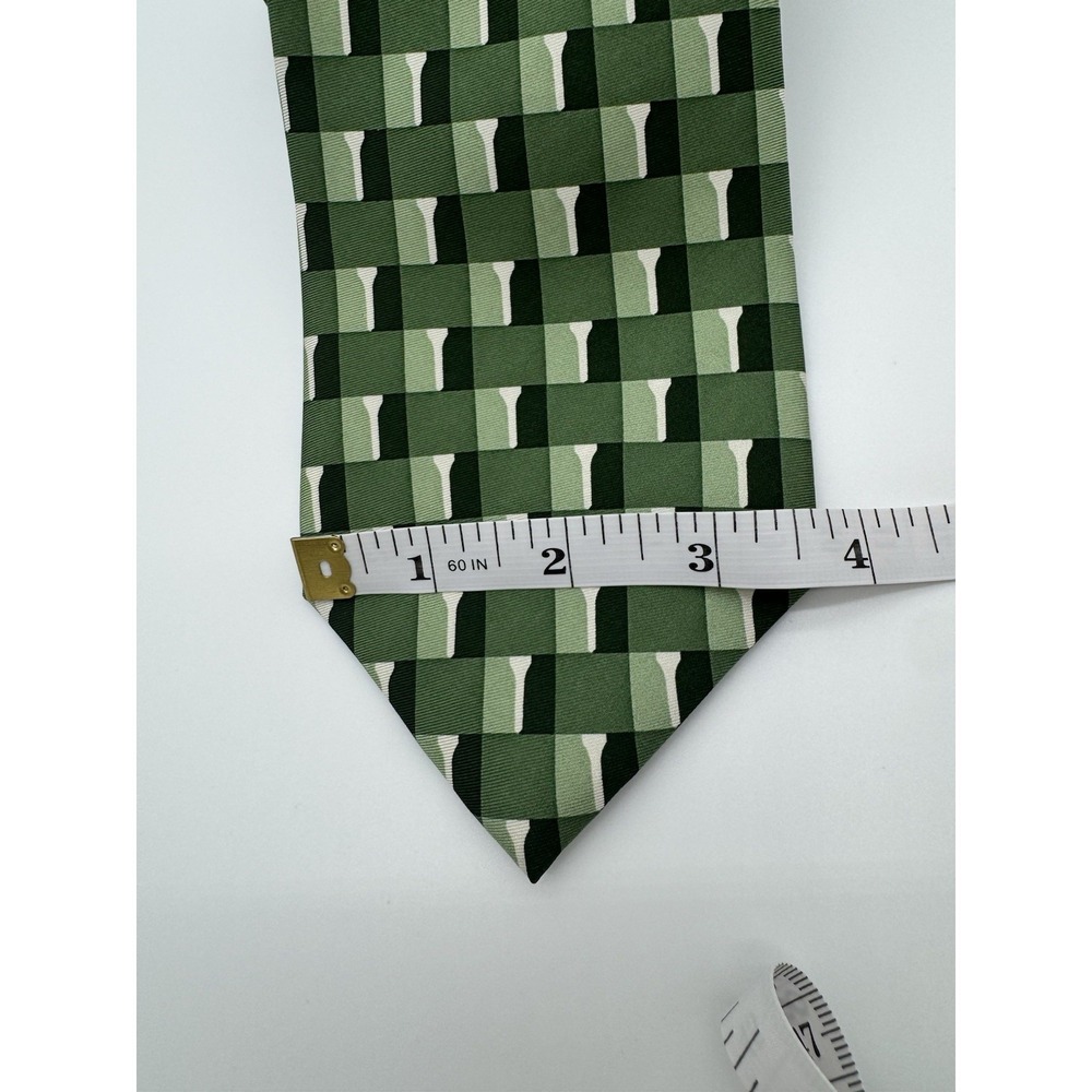 Josh Bach Green Geometric Check‎ Silk Tie Designer Mens Necktie Modern Pattern - Picture 3 of 7